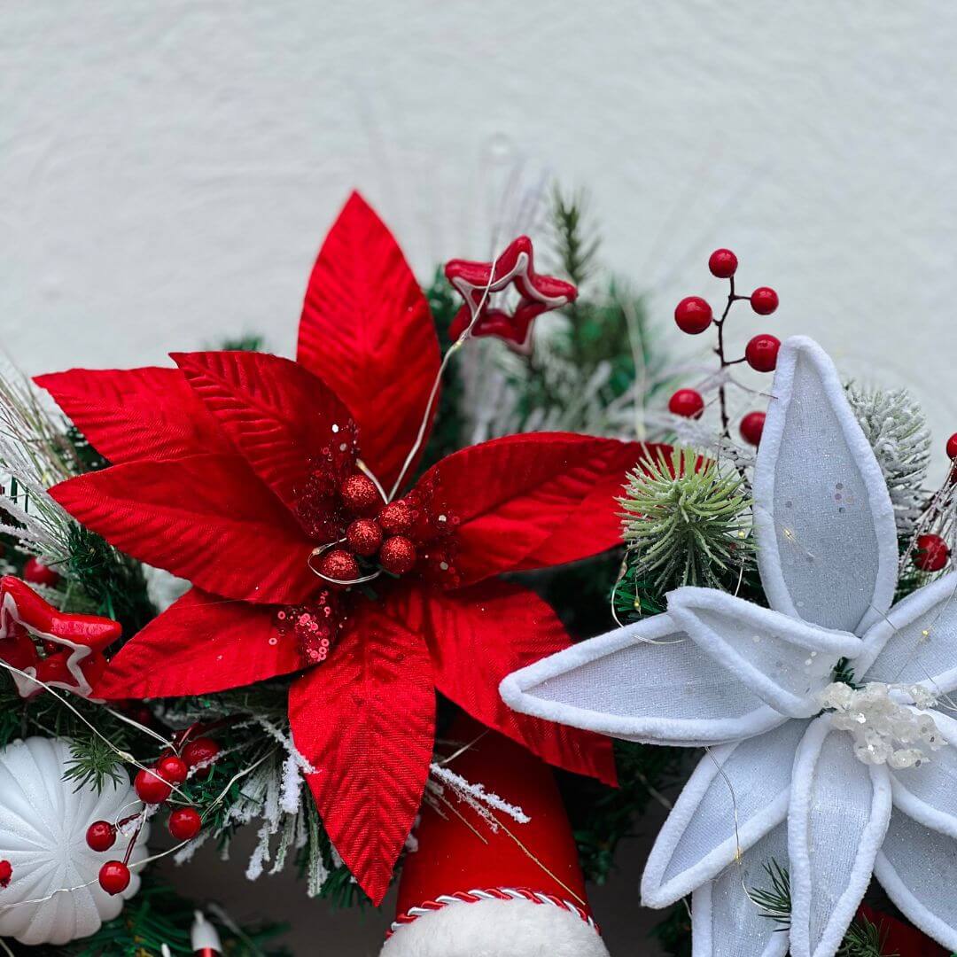 Guirlanda Natalina Noel Vermelha e Branca - 70cm