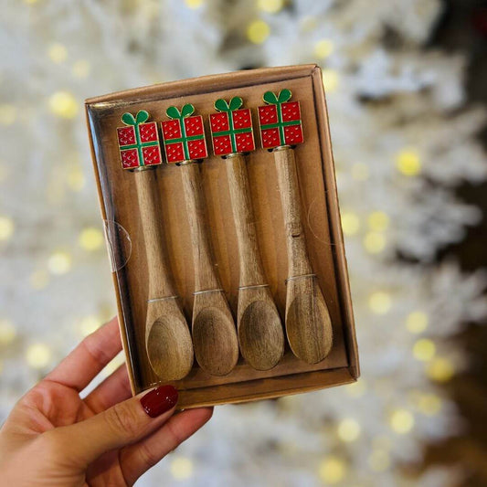 Colheres de Bambu Presente Natal – 13cm | 4 peças