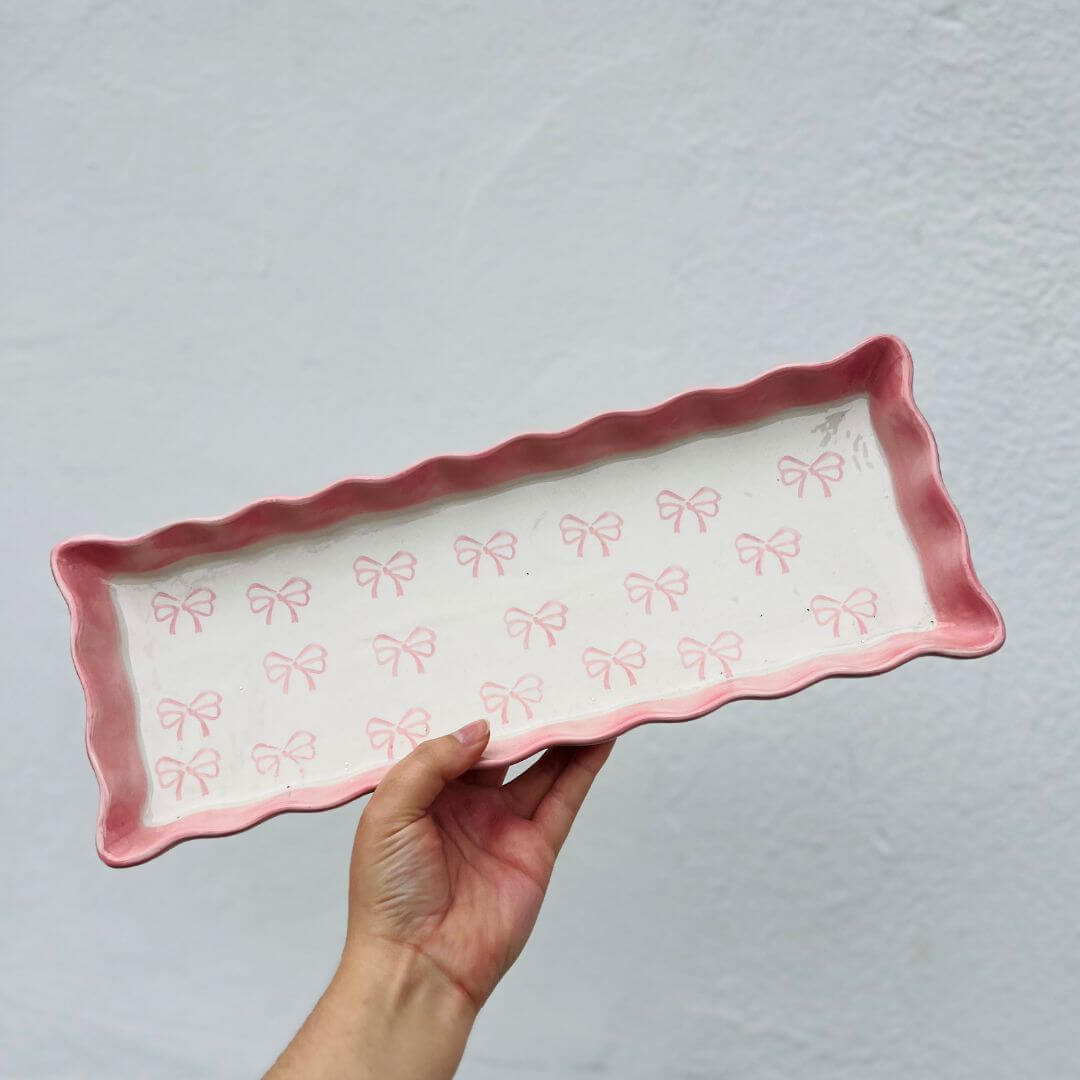 Bandeja Decorativa Laço Rosa – 37cm