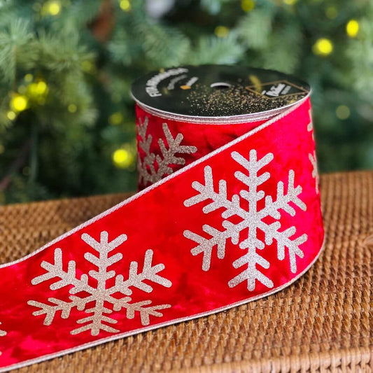 Fita Aramada com Flocos de Neve - 10cm x 9,14m