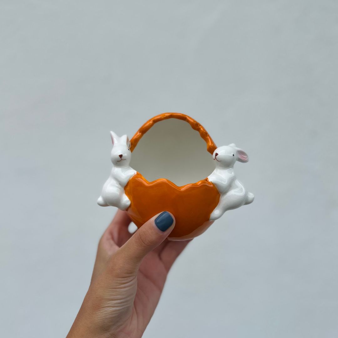 Pote Decorativo de Coelho Laranja - 8,5cm