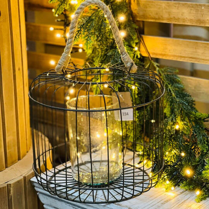 Lanterna Cage G em Ferro | 22 cm