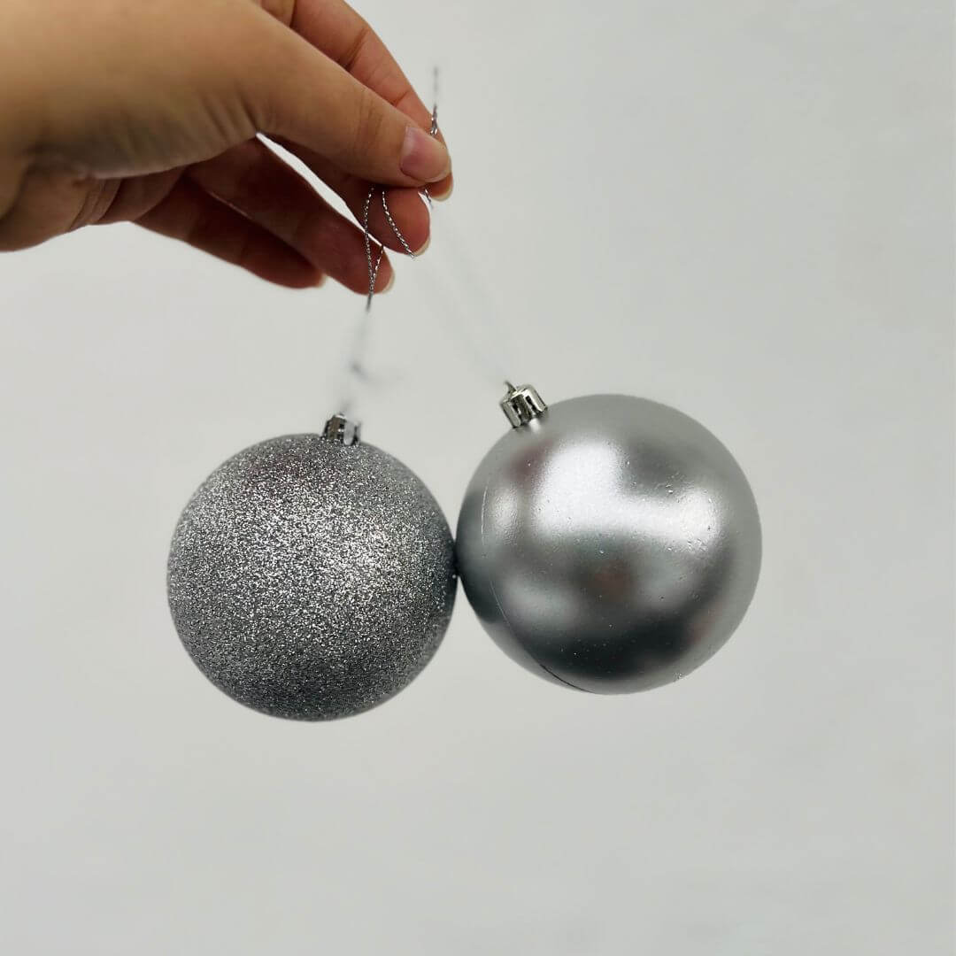 Bola Mista Tubo Prata – 8cm | Kit com 6 Unidades
