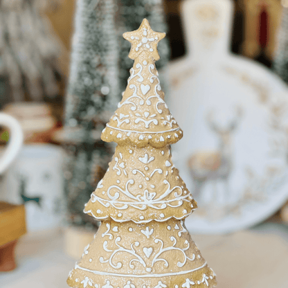 Árvore Natalina Gingerbread Marrom de Resina 27,7cm
