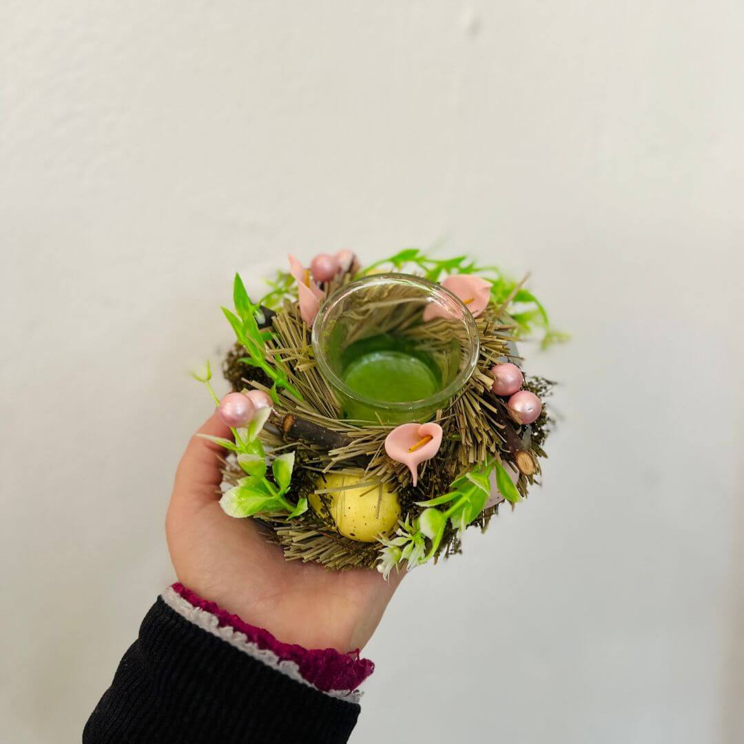Porta-Vela com Ovos Coloridos – 15cm