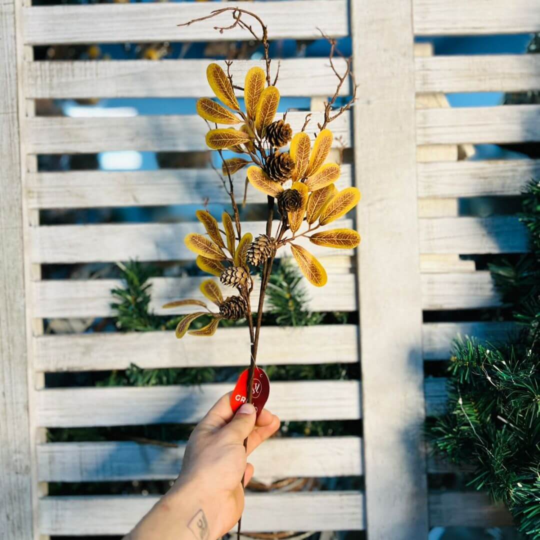 Haste Galho Pinha 67cm Bege
