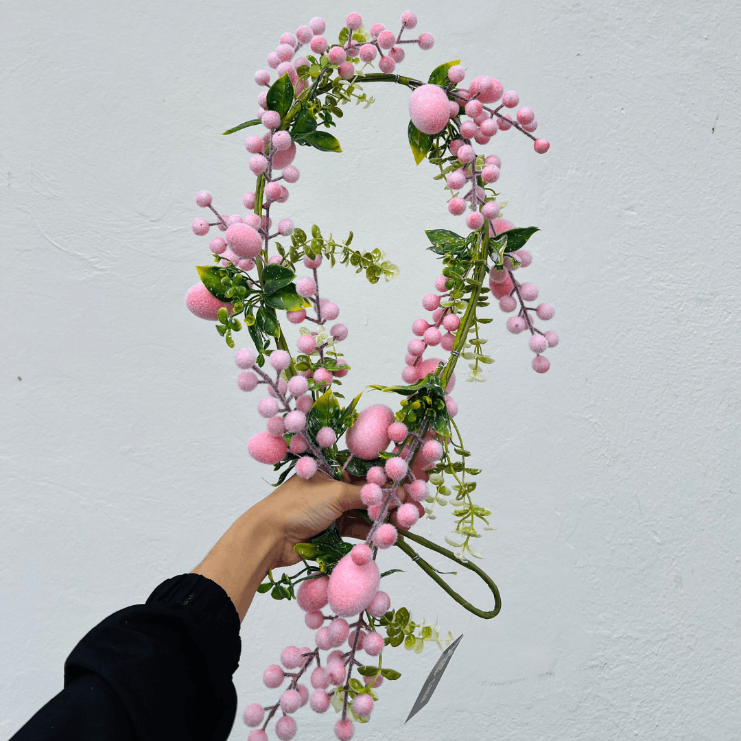 Festão Com Ovos Flocados Rosa 1,28m