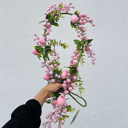 Festão Com Ovos Flocados Rosa 1,28m