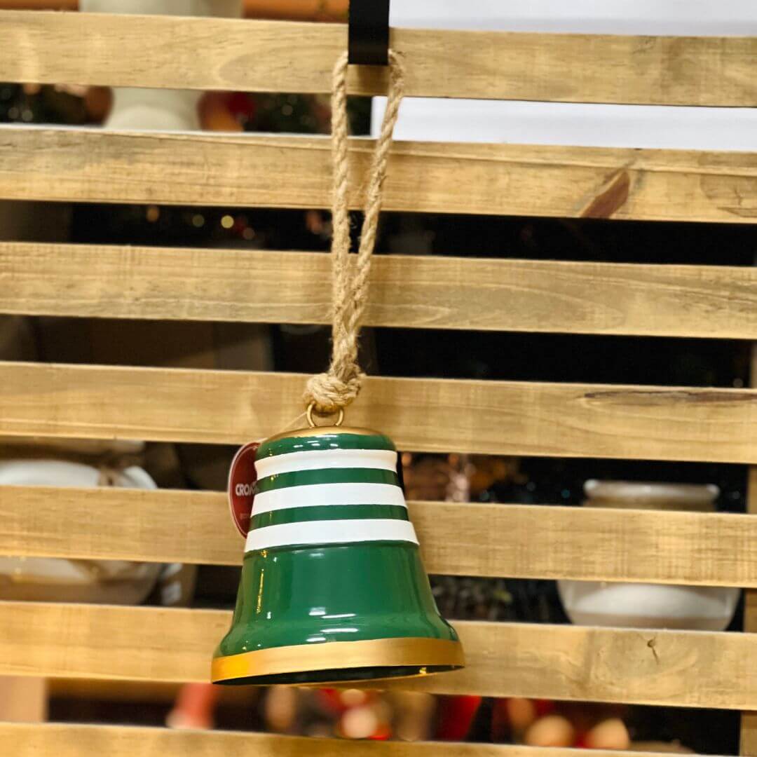Sino Decorativo com Listras Verde, Branco e Dourado – 47cm