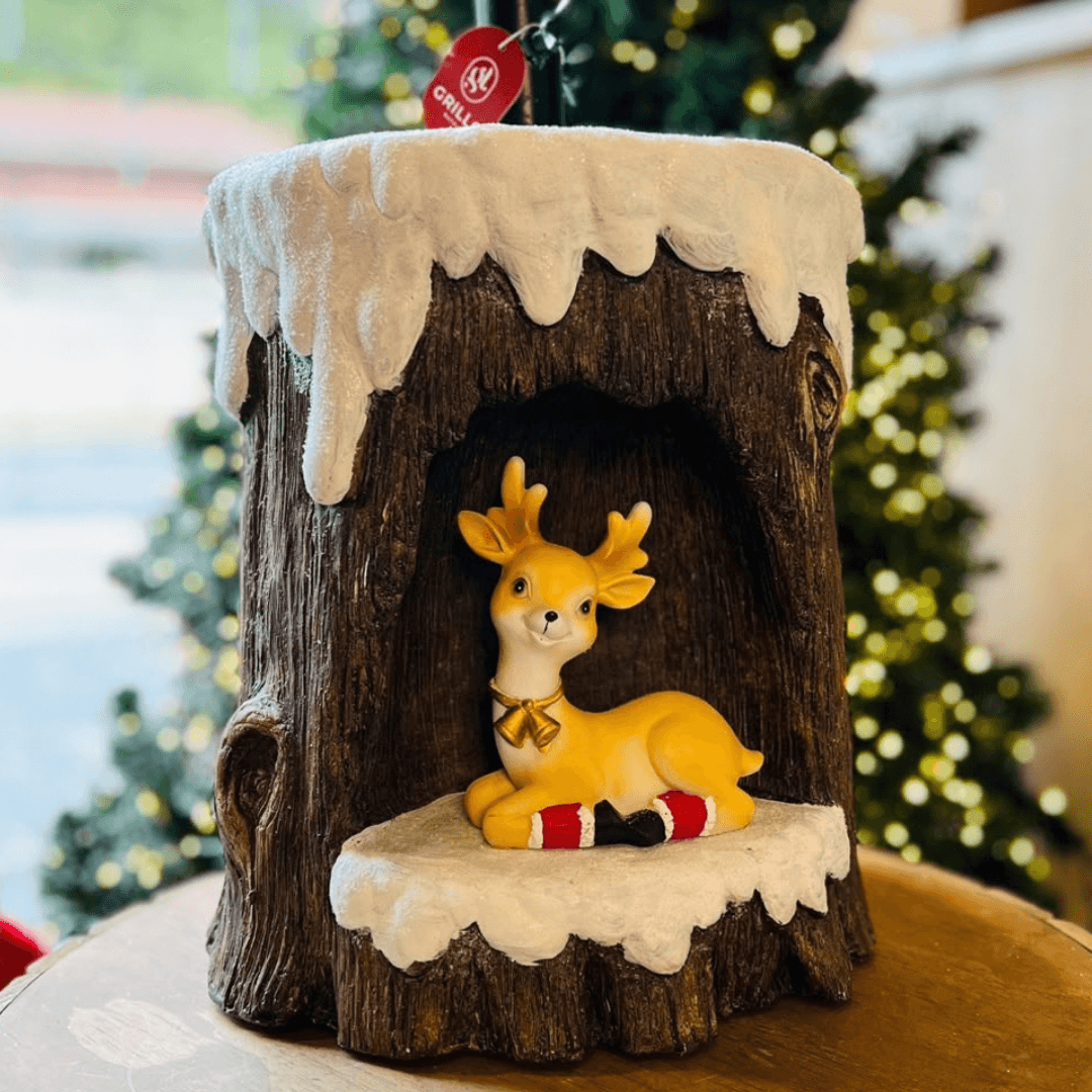 Base de Árvore de Natal Tronco com Rena – 35cm