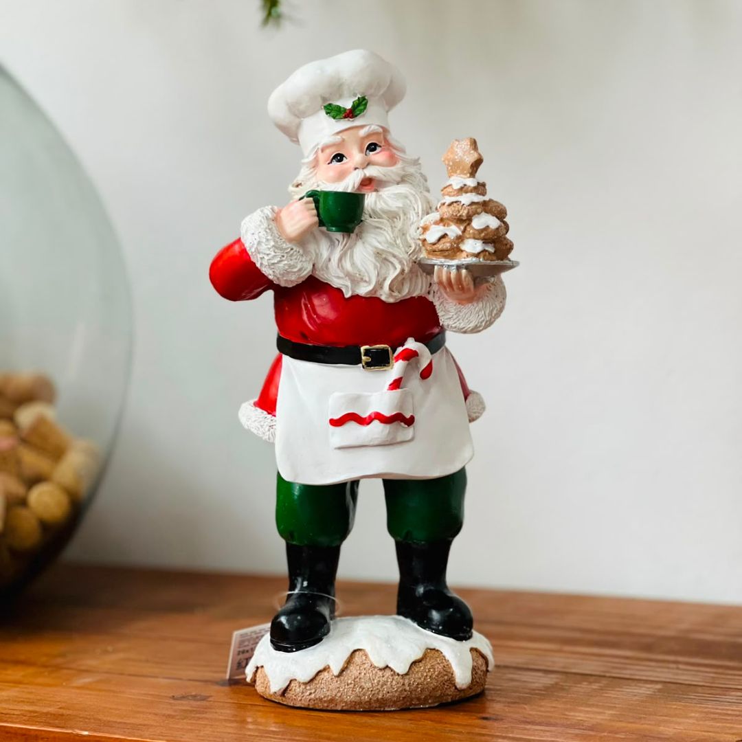 Papai Noel Cozinheiro em Resina - 29 cm