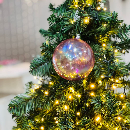 Bola Decorada de Natal Rosa – 12cm