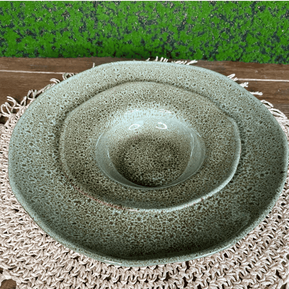 Prato de Entrada e Sobremesa Orgânico Croco Verde de Cerâmica 19x5,5cm