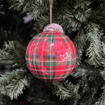 Bola Natalina Xadrez Vermelho e Verde 15cm 1un