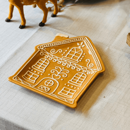 Travessa Natalina de Cerâmica Casa de Gingerbread 24cm