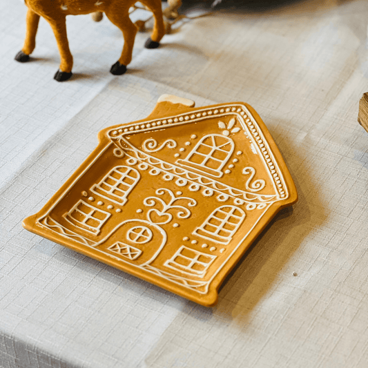Travessa Natalina de Cerâmica Casa de Gingerbread 24cm