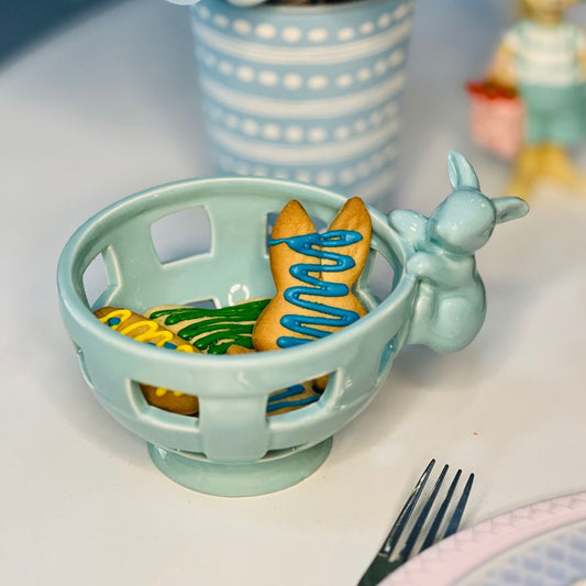Recipiente Com Coelhinho Páscoa - 11,5cm Azul