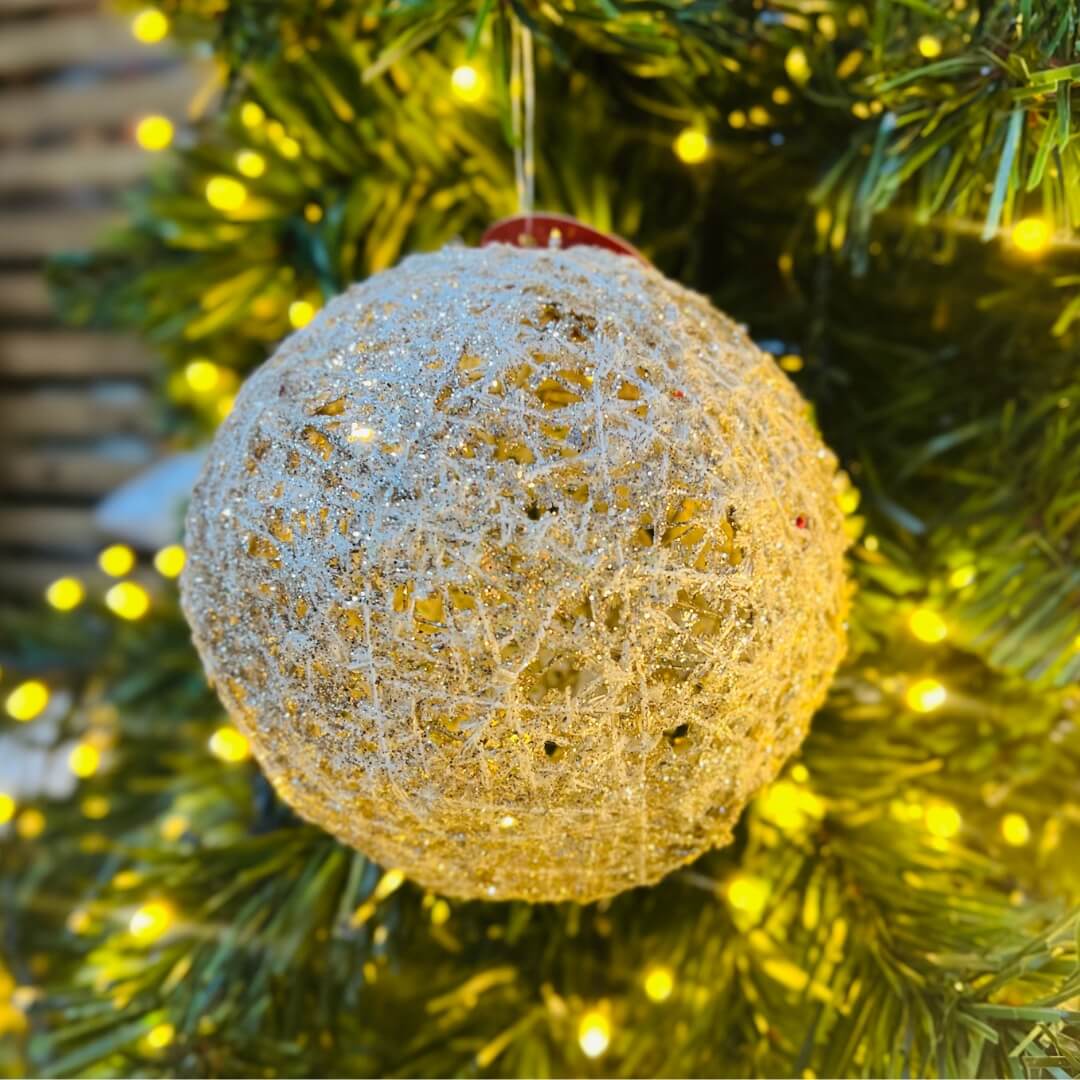 Bola Decorativa Aramada Natalina Champanhe – 12cm
