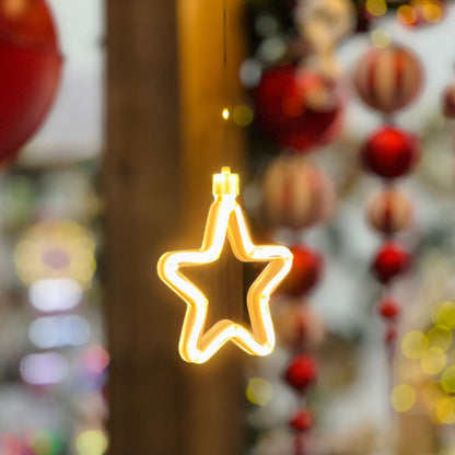 Cortina de LED 9 Estrelas Branco Quente com Memória de Função – Bivolt