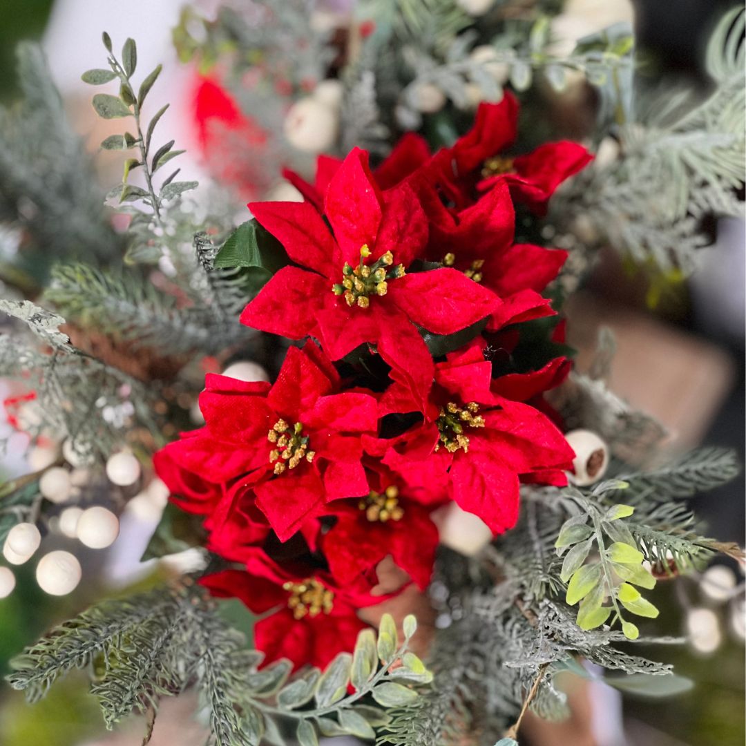 Buquê Natalino Bico de Papagaio de Veludo - 40cm Vermelho