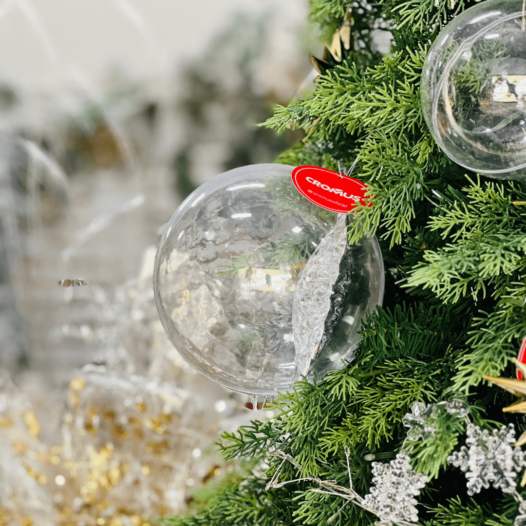 Bola Natalina Transparente 16cm 1un