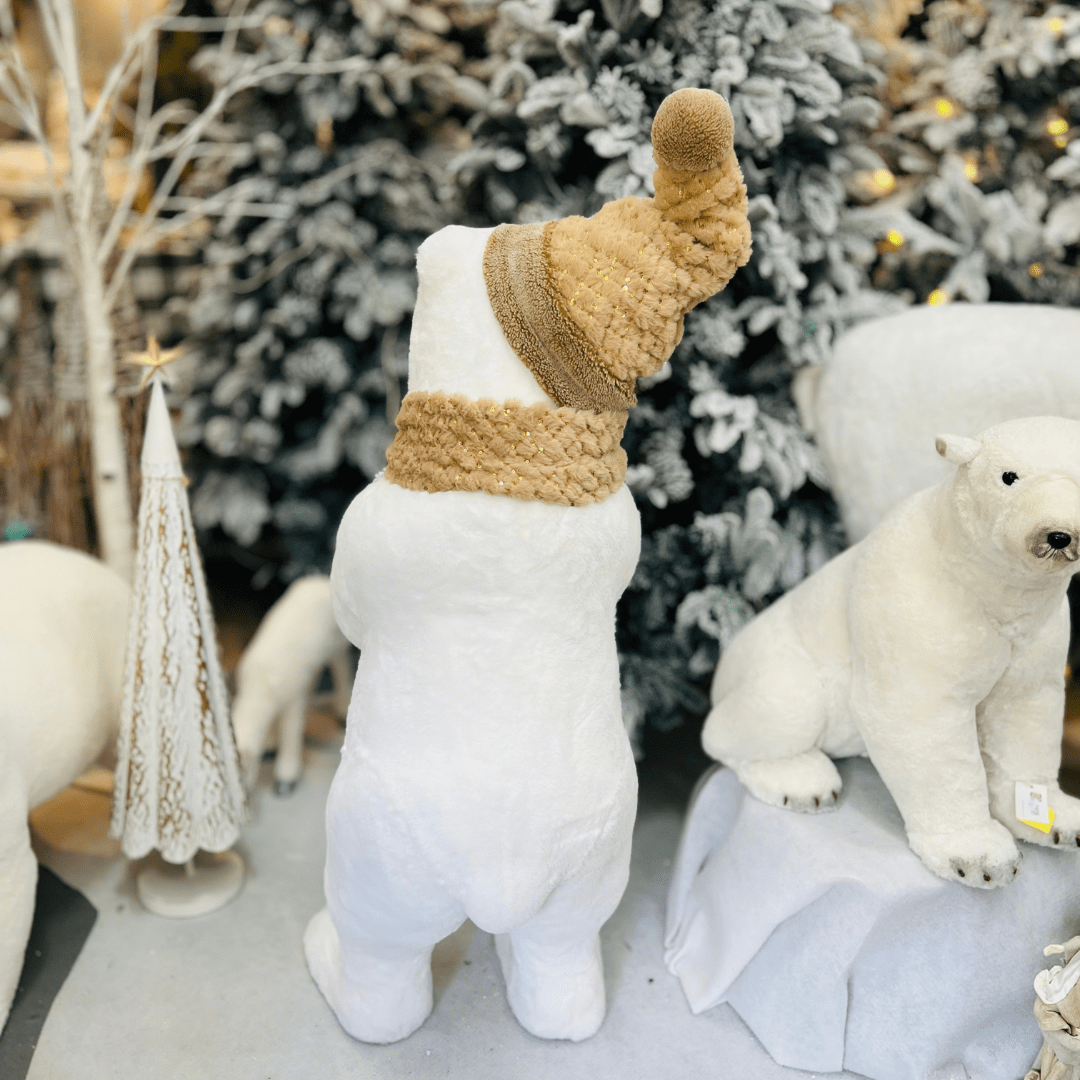 Urso Polar Natalino Em Pé Branco e Nude 110cm