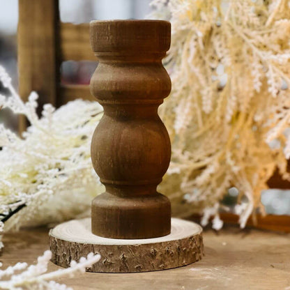 Par de Candelabros de Madeira – 34cm e 19cm