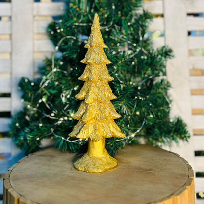 Resina Natal Arvore Decorativa Dourada