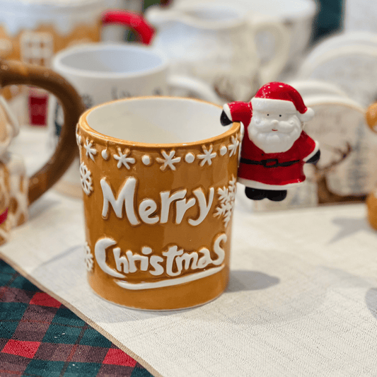 Caneca Natalina Merry Christmas de Cerâmica 400ml 13cm