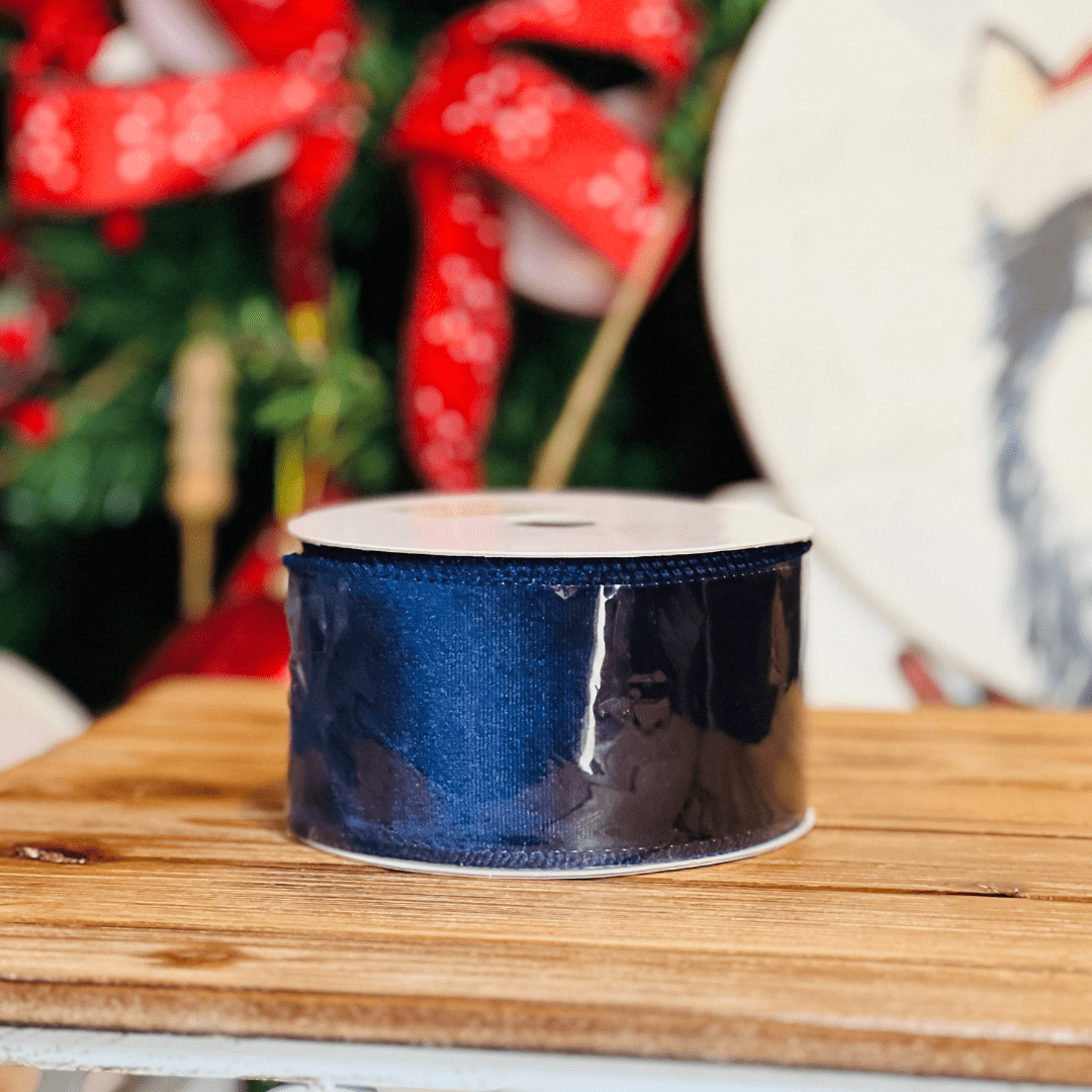 Fita Natalina Aramada Lisa Azul 6,3cm x 9,14m