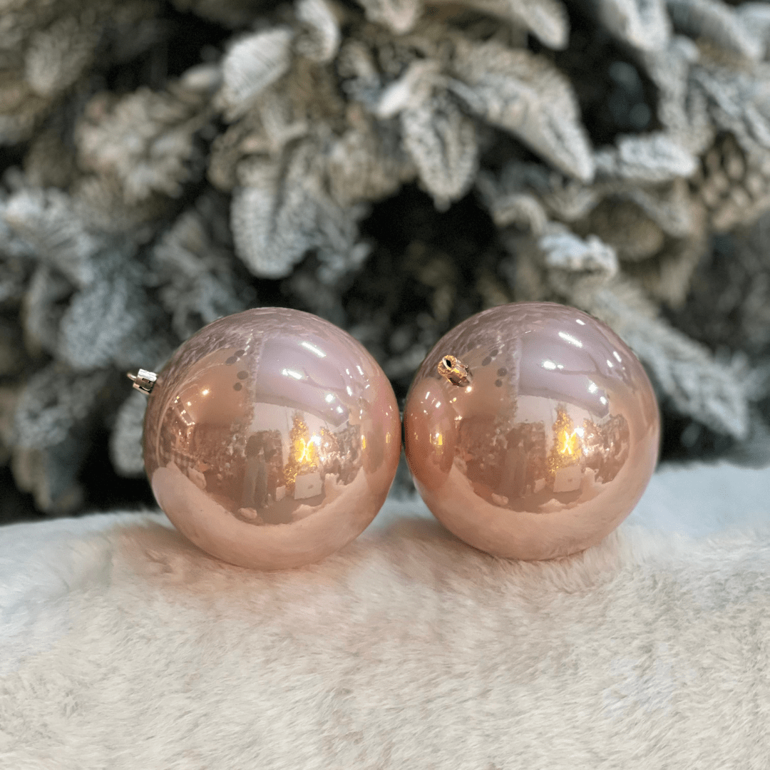 Jogo 4 Bolas Natalinas Peroladas Rosê 12cm