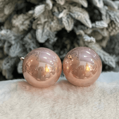 Jogo 4 Bolas Natalinas Peroladas Rosê 12cm