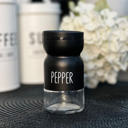 Pimenteiro de Vidro Com Tampa de Metal Preto 120ml - 10cm