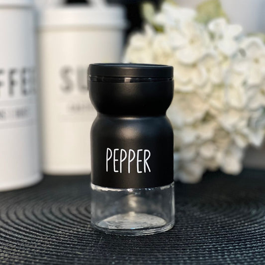 Pimenteiro de Vidro Com Tampa de Metal Preto 120ml - 10cm