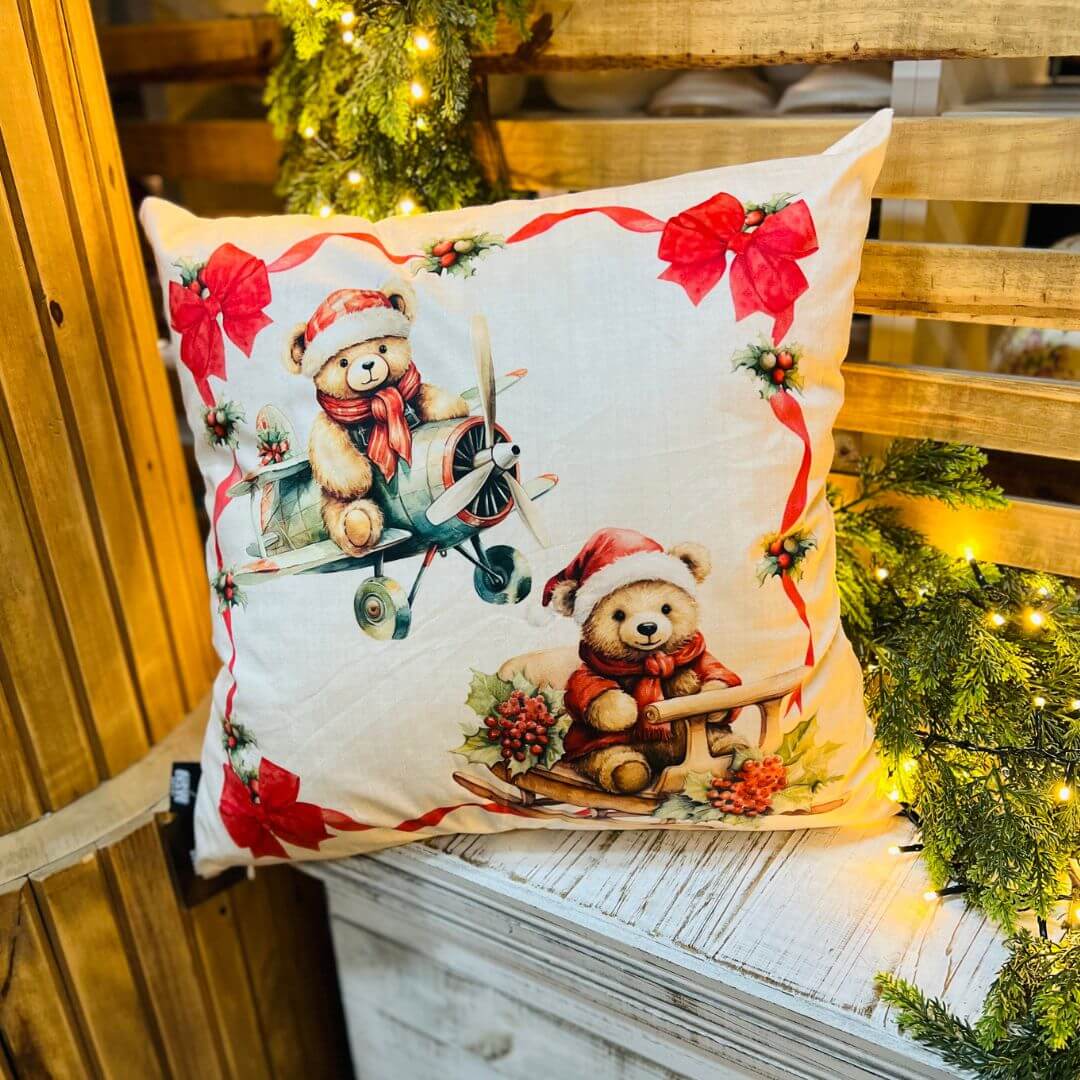 Capa de Almofada Luxor Natal Ursos - 50 x 50 cm