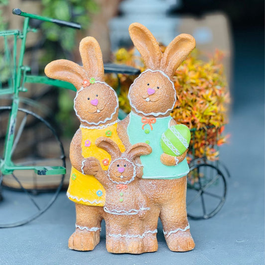 Família de Coelhos Decorativa - 44,3x12,7x29cm