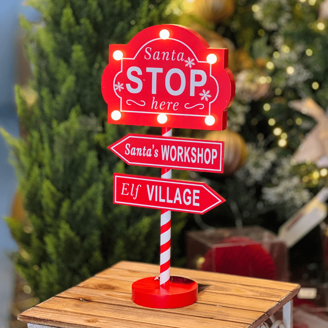 Placa Setas Santa Stop Com Led 41x25cm