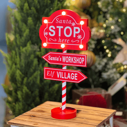 Placa Setas Santa Stop Com Led 41x25cm