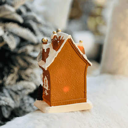 Casinha Natalina Gingerbread Marrom de Resina 21x14,5x13cm