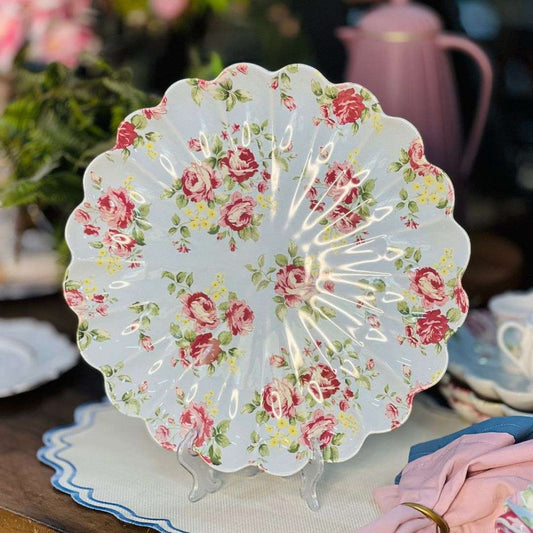 Sousplat Relevado Azul Com Rosas Vó Dulce -