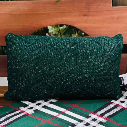 Almofada Tricot Maxi Chevron Verde Com Lurex 35x55cm