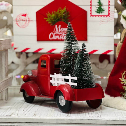 Caminhonete Natalina Vermelha Com Árvore - 30cmx25cm