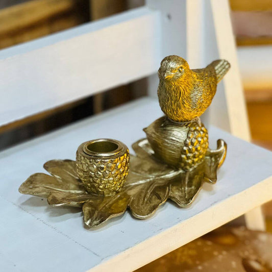 Porta-Vela Pássaro Dourado – 11cm
