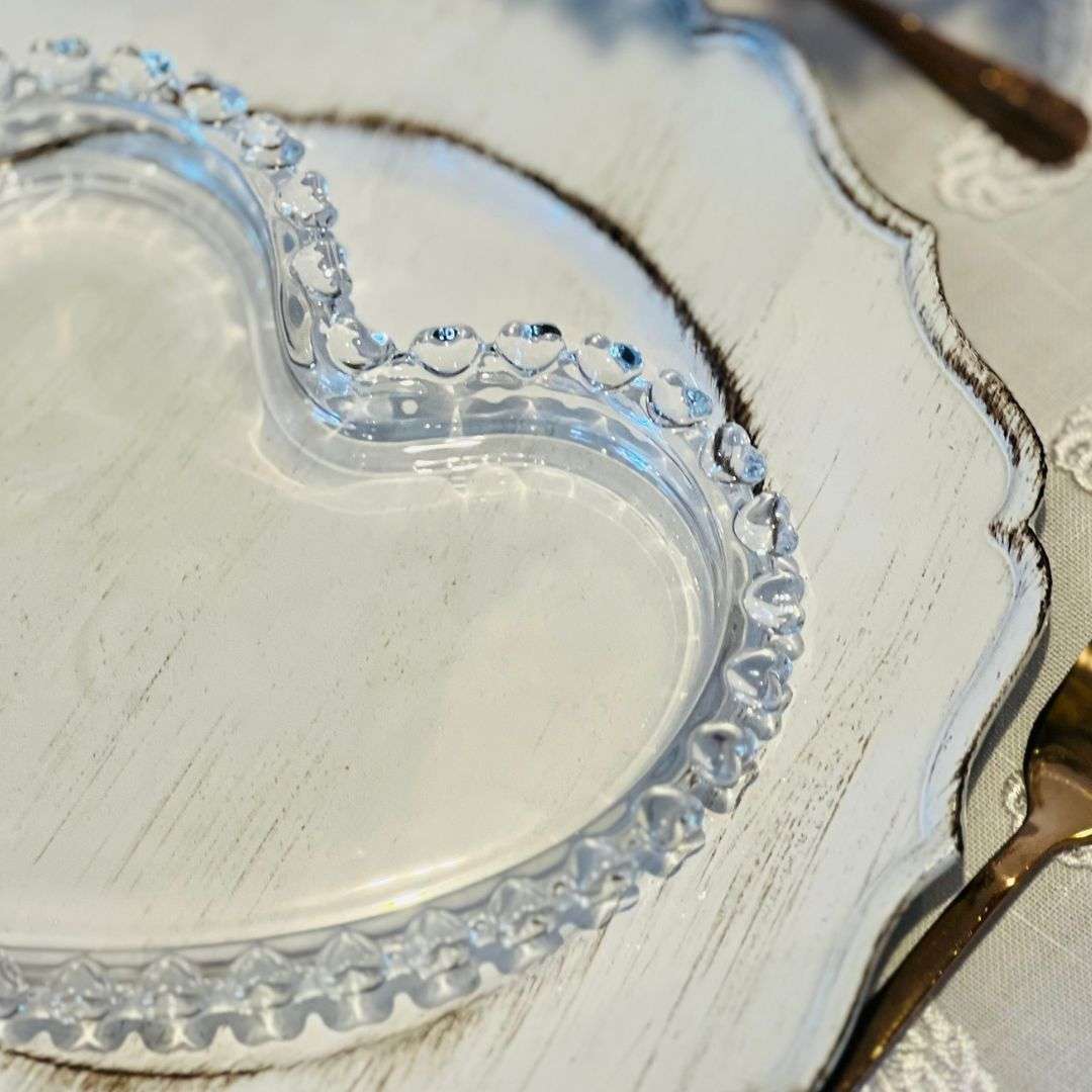 Prato Sobremesa Cristal de Chumbo Coração - 18x15,5x2cm