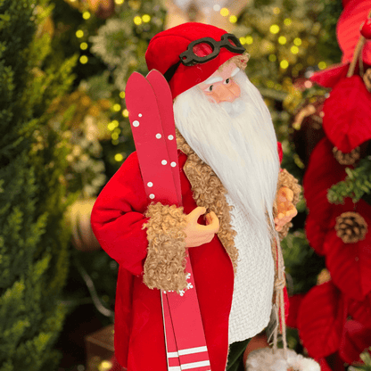 Papai Noel Em Pé Hora do Esqui Vermelho e Verde 60cm