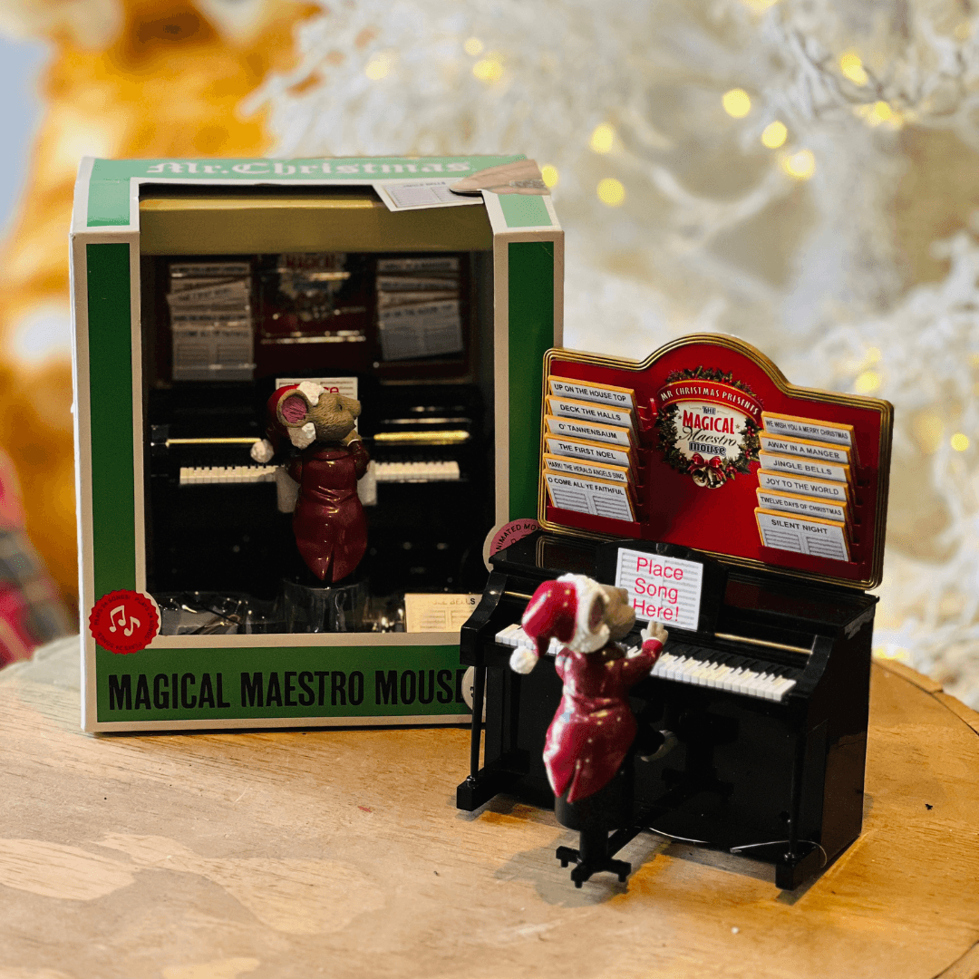 Enfeite Natalino Ratinho no Piano com Música – 13cm