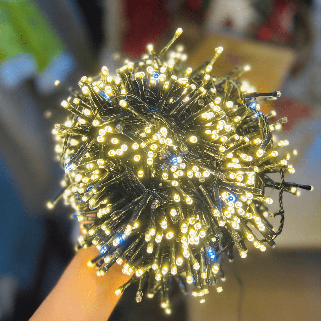 Pisca Estrobo Fio Verde 20m 900 Leds Branco Quente - Bivolt