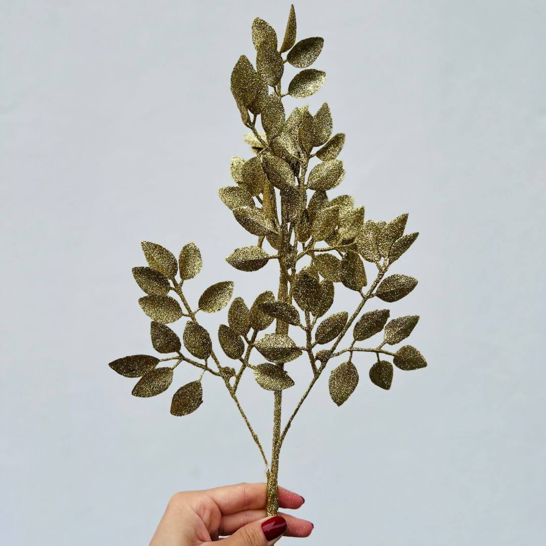 FOLHA NATAL C/GLITTER - 47CM