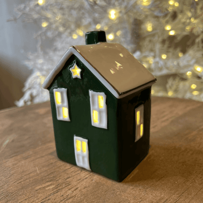 Casa Decorativa com Estrela e LED – 11,5cm