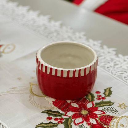 Bowl Cachepot Natalino Papai Noel de Cerâmica 13,2x13x7,5cm